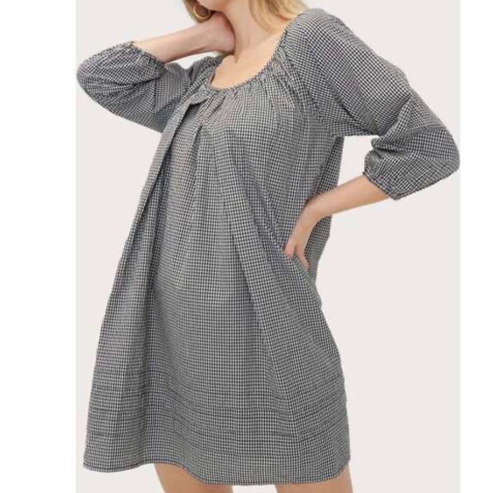 HATCH Black Gingham Short Secret Nursing Dress